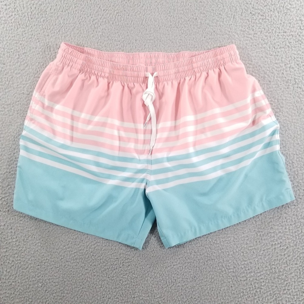 Chubbies Swim Trunks Mens 2XL Pink Blue Striped Lined Stretch Shorts Performance